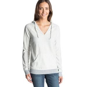 ROXY Pullover Hoodie The One Time Sweater in Light Heather Gray Size XL